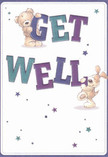 Light and joyful, this get well card features a pair of lovable friends-a teddy bear and a puppy-whose soft, inviting forms seem to bound from the cream-white background. They playfully frame the bold 'Get Well' message, its vibrant indigo and teal letters echoing the fresh, contemporary feel of a local Amersham flower shop. Scattered stars in variegated blues and purples add a whimsical, uplifting energy, while the fur details suggest a nearly tangible embrace. The overall effect is both comforting and exuberant, reminiscent of the caring atmosphere found in small Amersham cafés or local parks on sunny afternoons. Like a hand-delivered bouquet, this card conveys not only get well wishes but also the genuine warmth and encouragement that springs from the heart of the community-a perfect companion for soothing and uplifting anyone in need of recovery right here in Amersham.